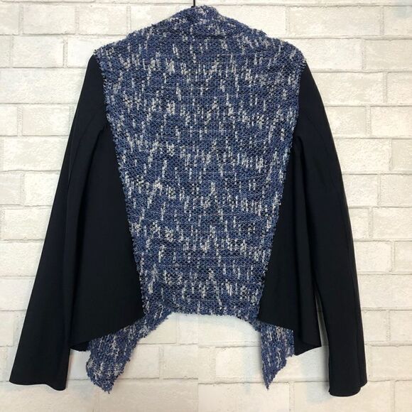 Elie Tahari Navy Blue Claire Tweed Open Jacket M - Picture 4 of 8